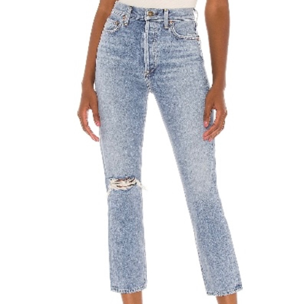 AGOLDE Riley High Rise Straight Crop in Endeavor Size 28